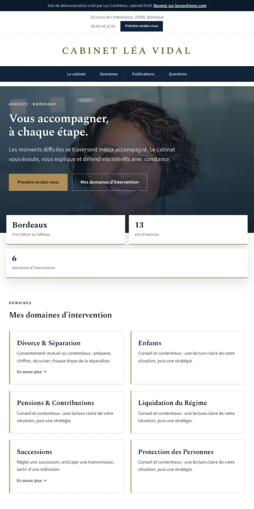 Aperçu mobile du site de Maître Léa Vidal