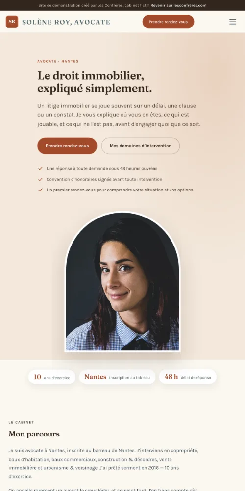 Aperçu mobile du site de Solène Roy